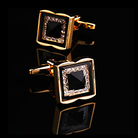 baratos Abotoaduras-Homens Botões de Punho Strass Broche Jóias Prata Dourado Para