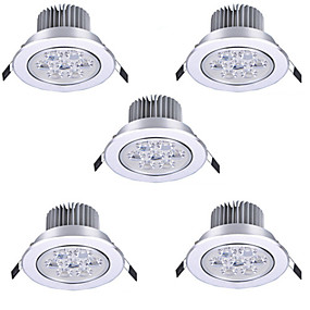 baratos Lâmpadas de LED de Embutir-HRY 5pçs 7 W Lâmpadas de Foco de LED LED Ceilling Light Recessed Downlight 7 Contas LED LED de Alta Potência Decorativa Branco Quente Branco Frio 85-265 V / RoHs / 90