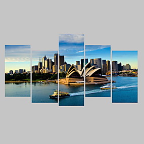baratos Estampadas-Estampado Laminado Impressão De Canvas - Fotografia 5 Painéis Art Prints