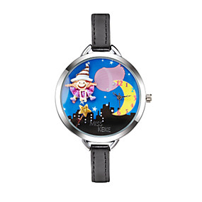 baratos Relógios Com Desenhos-Mulheres Relógio de Moda Relógio de Pulso Quartzo Couro PU Acolchoado Preta 30 m Relógio Casual Analógico Desenho - Azul