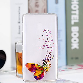 baratos Xperia XZ2 Compact-Capinha Para Sony Huawei P20 / Huawei P20 Pro / Huawei P20 lite Transparente / Estampada Capa traseira Borboleta Macia TPU