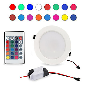 baratos Luminárias de Embutir-1pç 5 W 300-500 lm 5 Contas LED Controlo Remoto Regulável Instalação Fácil Downlight de LED RGB + Branco 85-265 V Comercial Lar / Escritório Sala de Estar / Jantar
