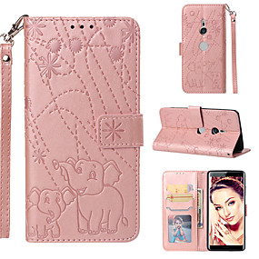baratos Xperia 10 / XA3-Capinha Para Sony Sony Xperia XZ3 / Xperia XA3 Carteira / Porta-Cartão / Com Suporte Capa Proteção Completa Sólido / Elefante Rígida PU Leather