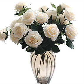 baratos Flores Artificiais-Flores artificiais 1 Ramo Clássico Casamento buquês de Noiva Rosas Flores eternas Flor de Mesa