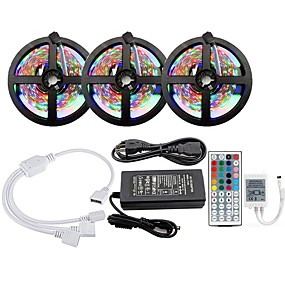 baratos Fitas de LED-kwb 3x5m light sets rgb strip lights 900 leds smd2835 8mm 1 12v 6a adapter 1 44keys remote controller rgb cuttable linkable gradiente de cor 100-240 v 1 set