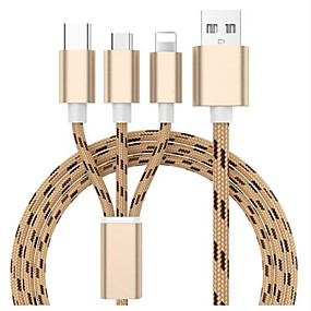 baratos Redmi Note 6 Pro-micro USB Cabo 1.3m (4.3Ft) Tudo-Em-1 / Entrançado Náilon Adaptador de cabo USB Para Samsung / Huawei / Xiaomi