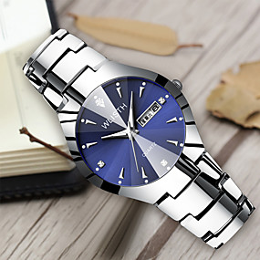 baratos Jóias &amp; Relógios-Homens Relógios de aço Quartzo Estilo Clássico Aço Inoxidável Preta / Branco / Azul Céu 30 m Impermeável Calendário Noctilucente Analógico Casual Borboleta - Prata + azul Prata / Black Prateado