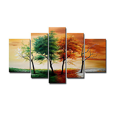 Hand-painted Modern Landscape 4 Season Tree Pictures Oil Paintings on ...