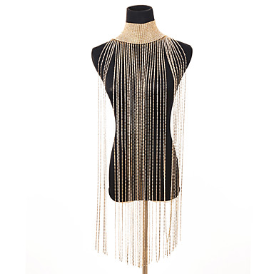 baratos Bijuterias Finas-Mulheres Colarinho Longas Importante senhoras Vintage Liga Dourado Prata 28 cm Colar Jóias 1pç Para Festa Bikini