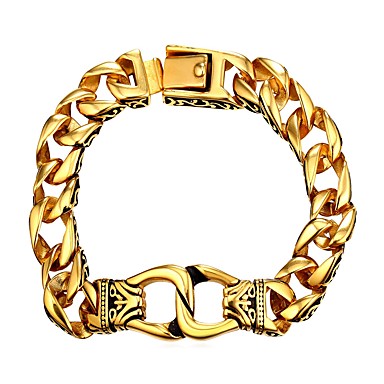baratos Pulseiras Masculinas-Homens Pulseiras em Correntes e Ligações Corrente Grossa Fashion Aço Inoxidável Pulseira de jóias Dourado / Prata Para Presente Diário