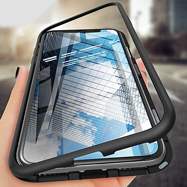 baratos Capinhas para Celulares-Capinha Para Apple iPhone XS / iPhone XR / iPhone XS Max Antichoque / Ultra-Fina / Magnética Capa Proteção Completa Sólido Rígida Vidro Temperado / Metal