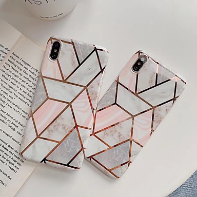 billige iPhone-etuier-Etui Til Apple iPhone XS / iPhone XR / iPhone XS Max Støtsikker Bakdeksel Geometrisk mønster / Marmor TPU
