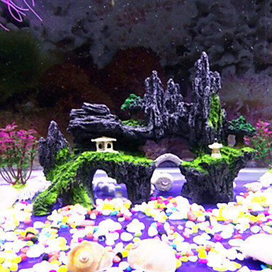baratos Acessórios para Aquários &amp; Peixes-Aquários Aquário Decoração 1 Pça. Back Row Central Bridge Decor Ornamentos Atóxico &amp; Sem Sabor Resina